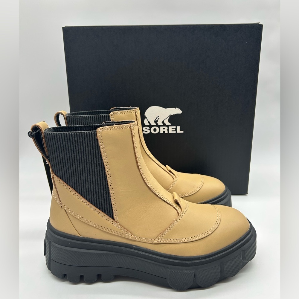 Sorel Caribou X Chelsea WP Tan Waterproof Chunky Lug Boots Women’s 10 New In Box - Picture 15 of 15